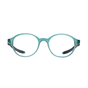Aqua Transparent Round Kids Eyeglasses with Retention Strap System