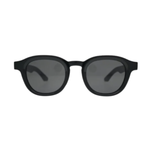 Black Panto Men Round Sunglasses with Smoke Grey Lenses