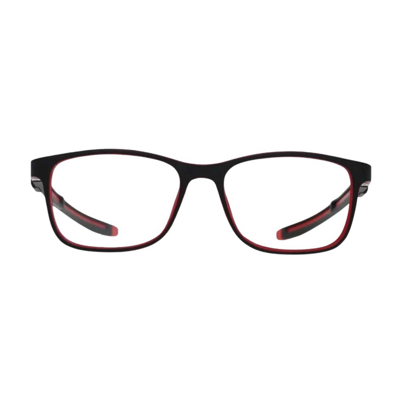 Black Red Dual-Tone Kids Eyeglasses with Secure Strap