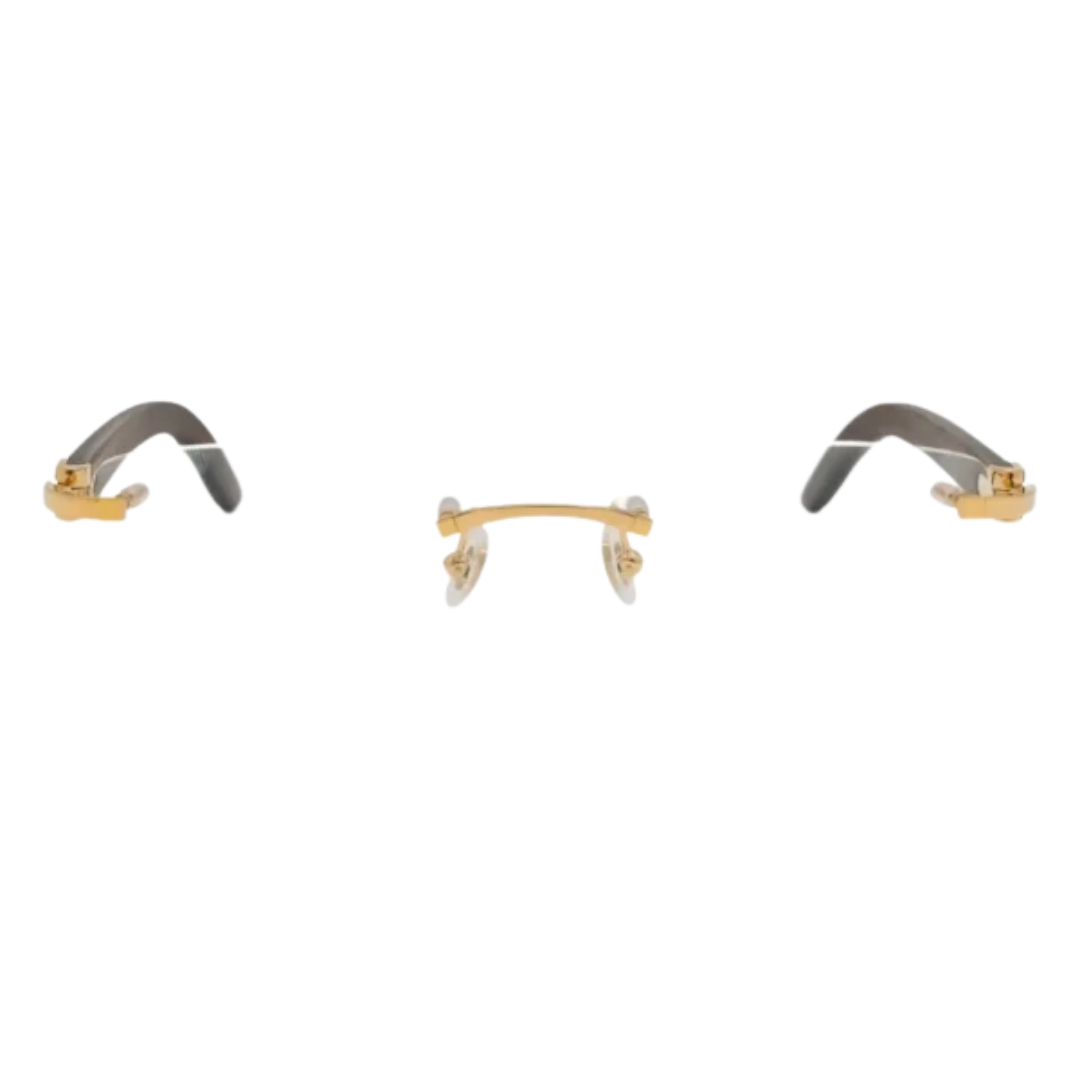 Cartier C Decor CT0052O 005 Gold Wood Rimless Eyeglasses