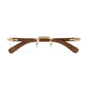 Cartier Premiere de Cartier CT0485O 002 Gold Wood Rimless Eyeglasses