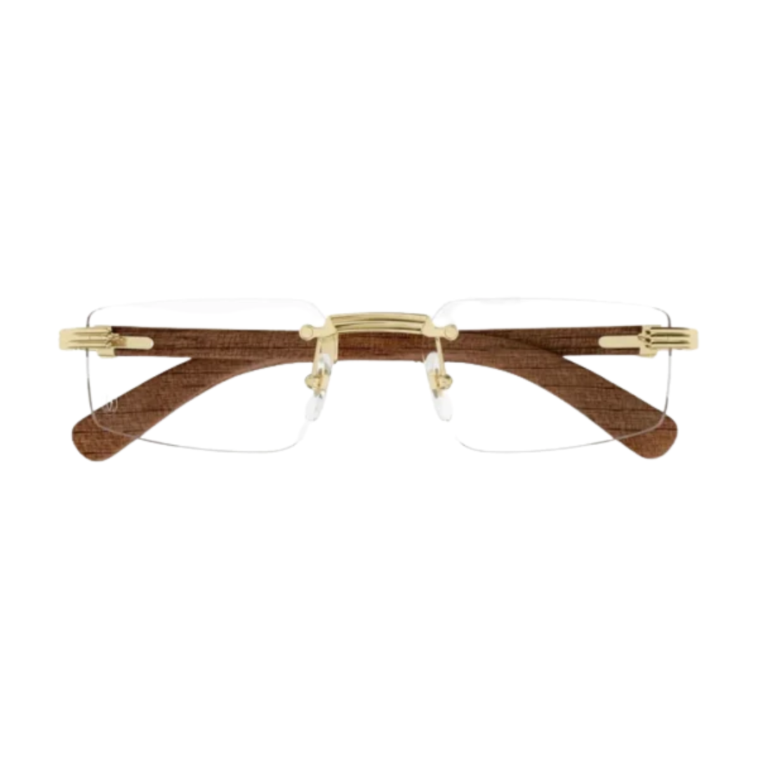 Cartier Premiere de Cartier CT0485O 002 Gold Wood Rimless Eyeglasses