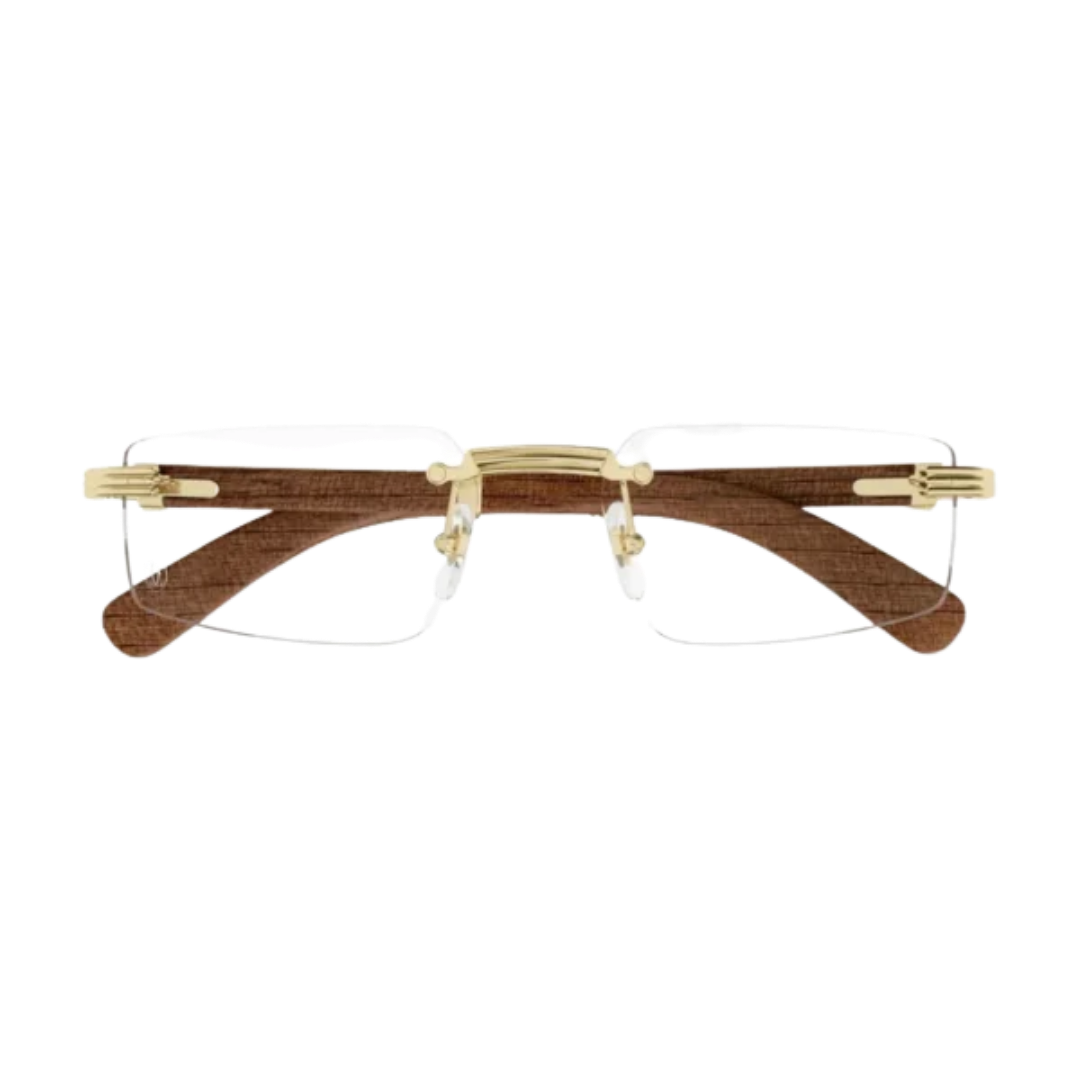 Cartier Premiere de Cartier CT0485O 002 Gold Wood Rimless Eyeglasses