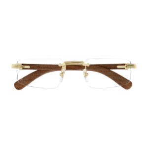 Cartier Premiere de Cartier CT0485O 002 Gold Wood Rimless Eyeglasses