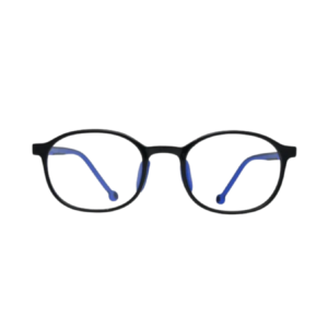 Kids Black Blue Round Eyeglasses Frame Lightweight Flexible Comfort Fit