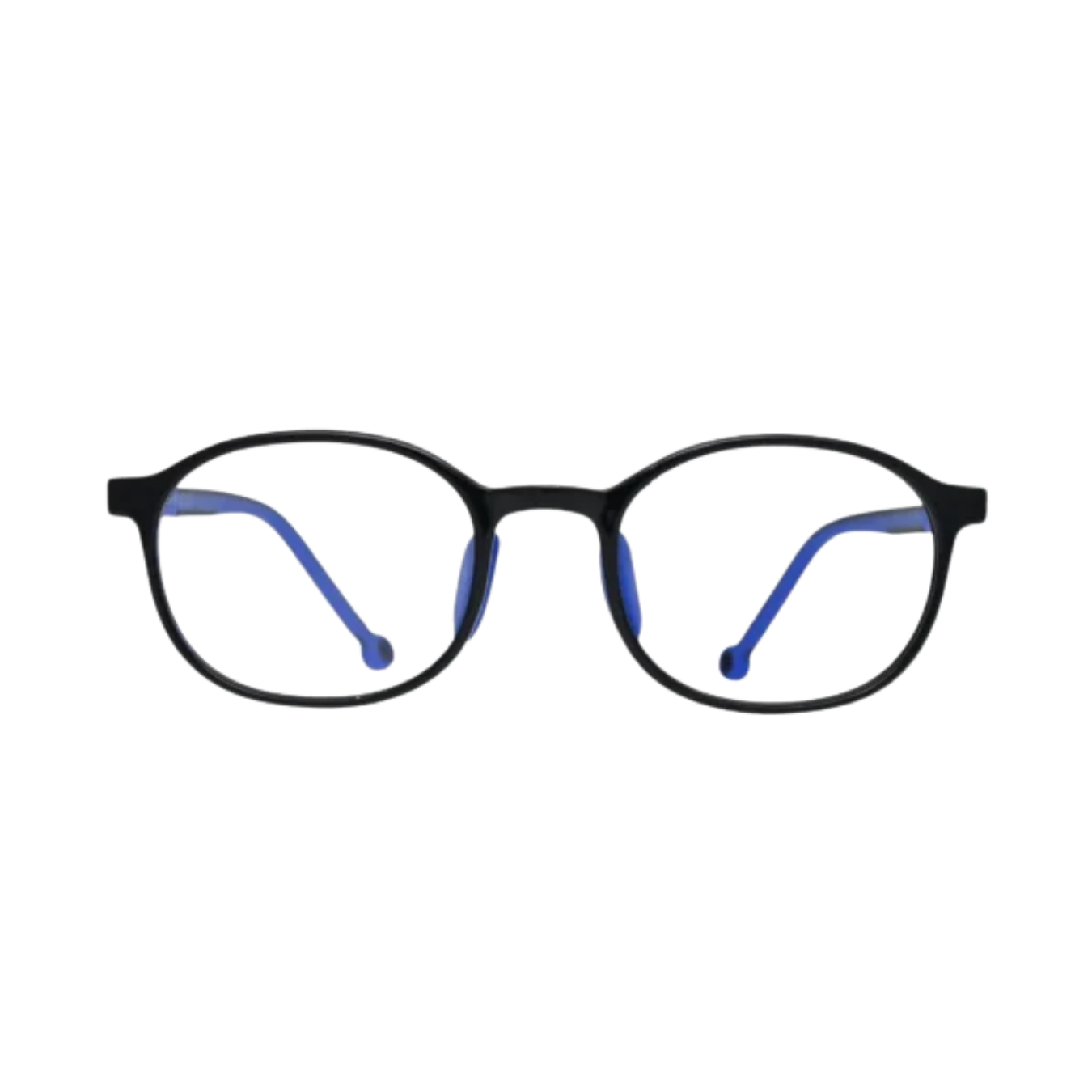Kids Black Blue Round Eyeglasses Frame Lightweight Flexible Comfort Fit