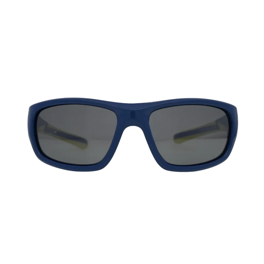 Kids Blue Sport Wrap Sunglasses Navy Blue Frame with Grey Lenses