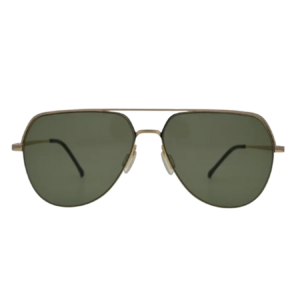Kids Gold Flat Top Aviator Sunglasses Dark Green Lenses Black Tips