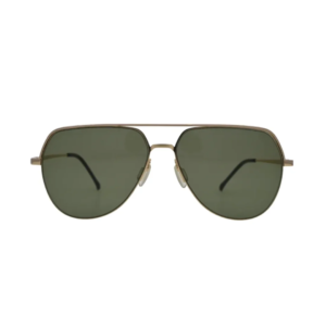 Kids Gold Flat Top Aviator Sunglasses Dark Green Lenses Black Tips