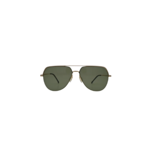 Kids Gold Flat Top Aviator Sunglasses Dark Green Lenses Black Tips