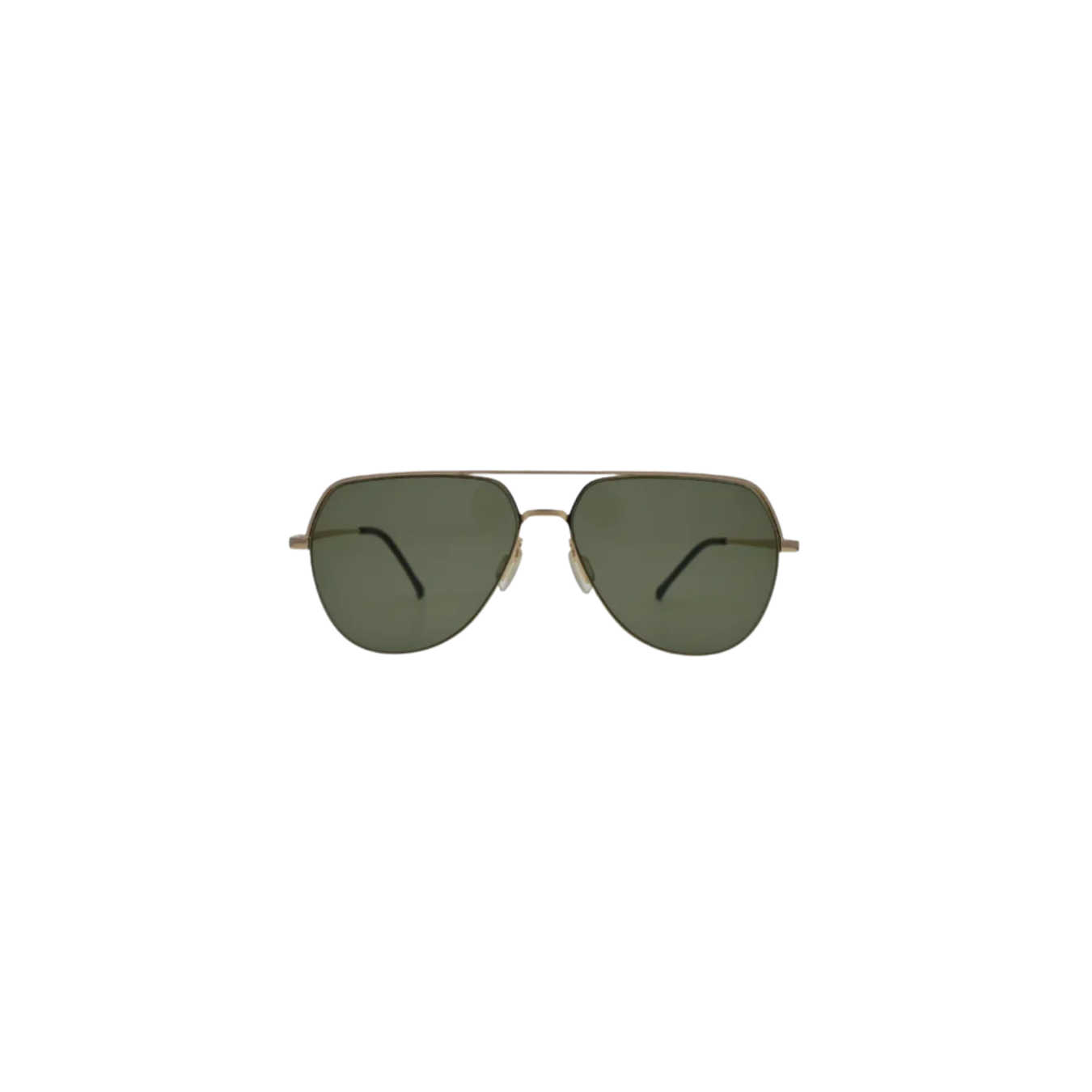 Kids Gold Flat Top Aviator Sunglasses Dark Green Lenses Black Tips