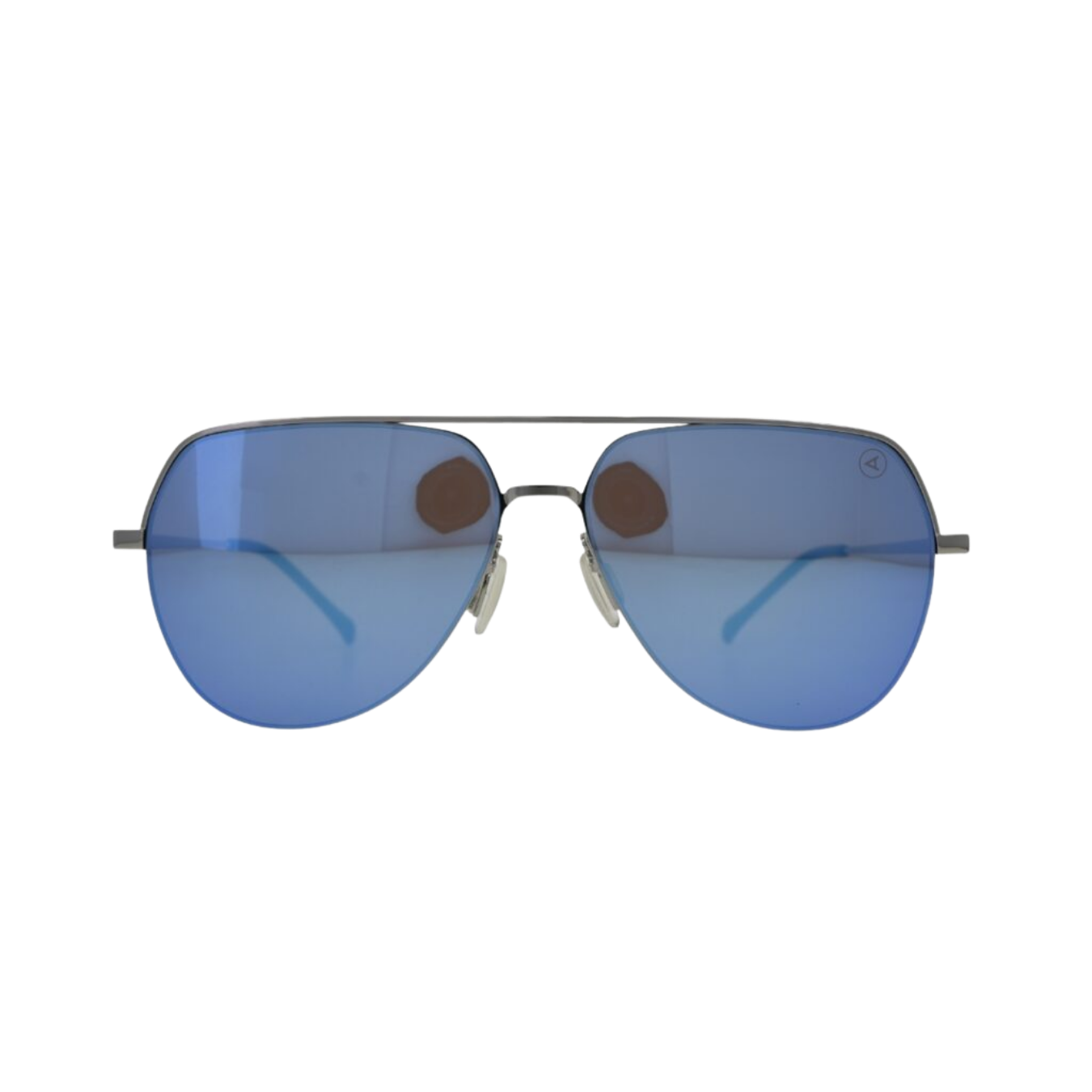 Kids Silver Flat Top Aviator Sunglasses Blue Mirror Lenses Black Tips