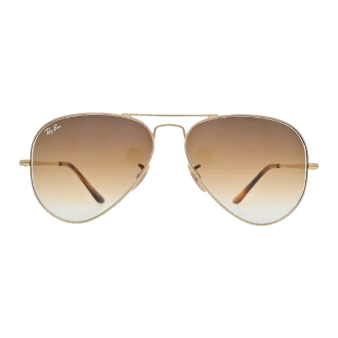 Ray-Ban RB3689 Gold Aviator Sunglasses Brown Gradient Lenses