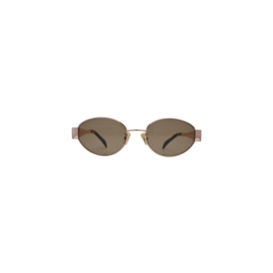Rose Gold Oval Metal Sunglasses with Brown Tinted Lenses