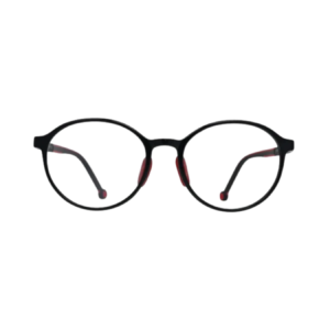 Round Black Eyeglasses Frame with Red Inner Detail