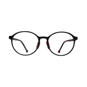 Round Black Eyeglasses Frame with Red Inner Detail