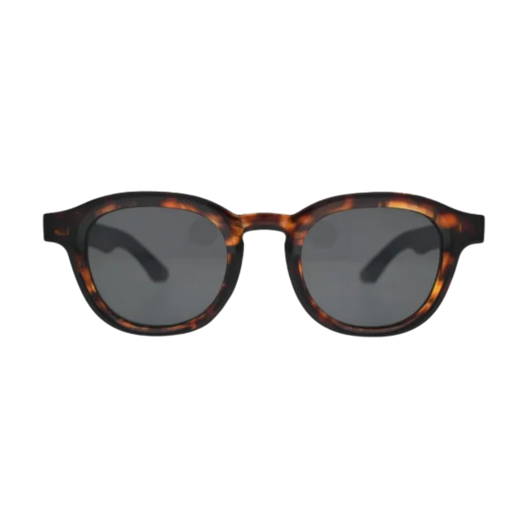 Round Tortoise Sunglasses for Men & Women — Classic Retro Acetate Frame with Smoke Grey Lenses