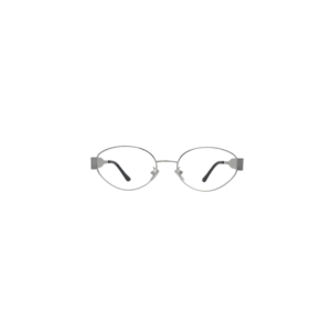 Silver Oval Metal Eyeglasses Frame with Wide Temples