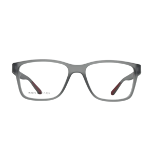 Translucent Grey Rectangular Eyeglasses with Burgundy Inner Arms – Modern Lightweight Frame